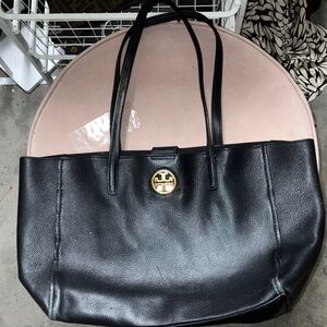Tory Burch Black Leather Tote Bag